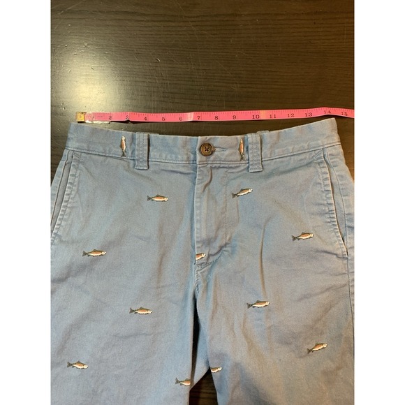 J Crew Fish Shorts Blue 9" Gramercy Flex Khaki Mens Size 28 Preppy Fishing AL101 - Picture 9 of 13